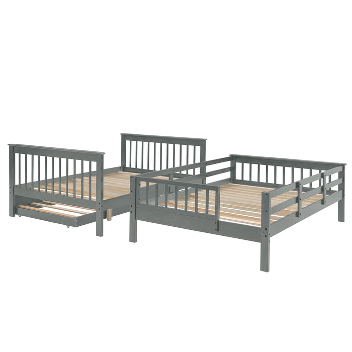 Stairway Bunk Bed With Storage And Guard Rail For Bedroom