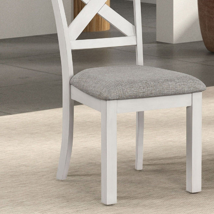 Dining Chairs With Cross Back, Cushion Seat (Set of 2) - White