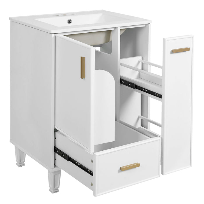 Bathroom Vanity With Sink, Deep Drawer, Door Shelf, 2 Tier Basket