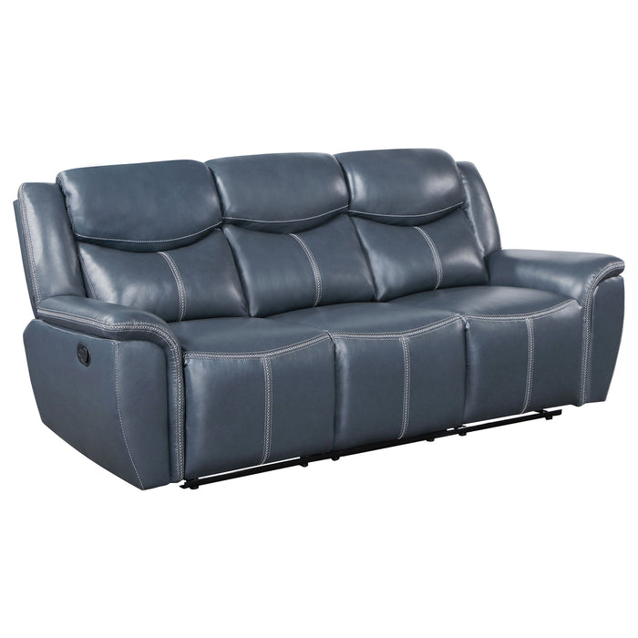 Stanwicke - Motion Reclining Sofa With Drop Down Table - Blue