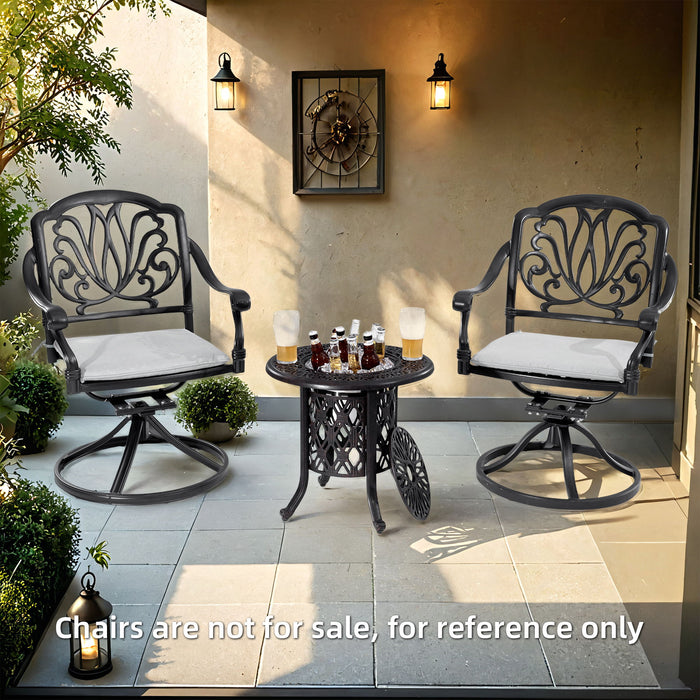 Side Table With Removable Ice Bucket, Hand Brushed Finish, Food Grade Bucket For Indoor & Outdoor Use - Antique Bronze