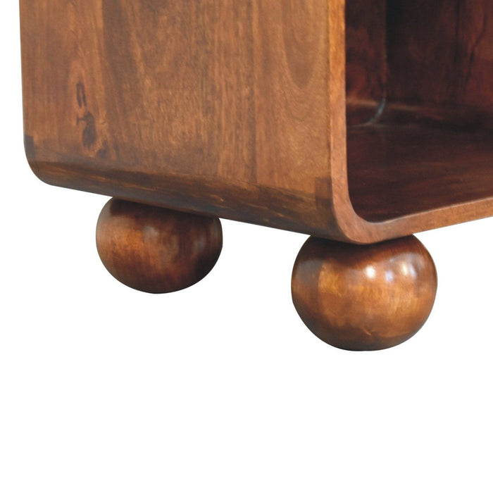 Open Woven Bedside Table, 1 Drawer - Chestnut