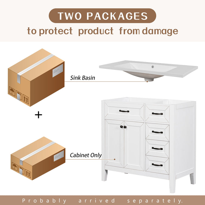 Modern Bathroom Vanity With Sink, Freestanding With Drawers And Doors
