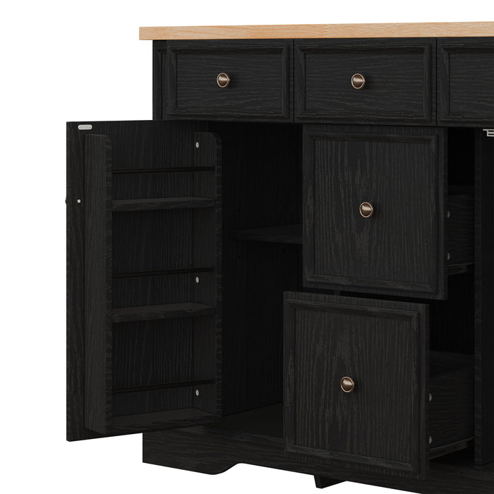 Sideboard Buffet Cabinet With 5 Drawers, 2 Cabinets, Adjustable Shelves