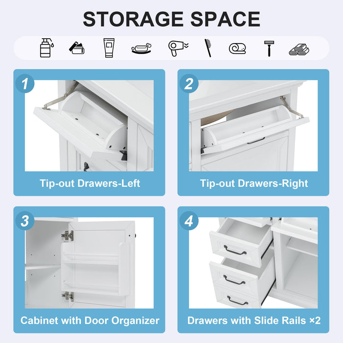 Modern Bathroom Vanity With Sink Top, 4 Drawers And 1 Soft-Close Door