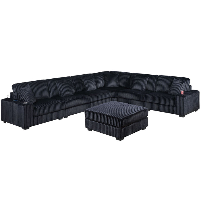 Contemporary Style Modular Sectional Sofa Set With USB, Cup Holder