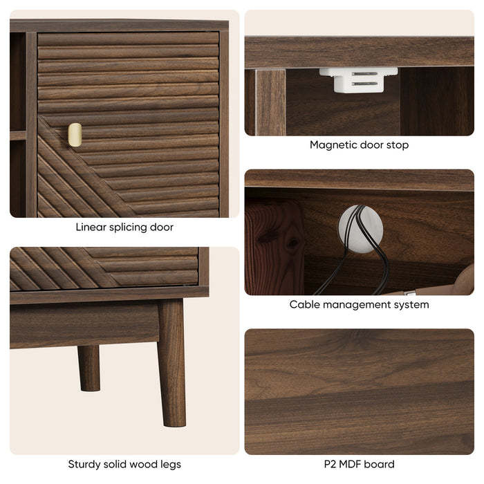 TV Stand, Entertainment Center With Storage, Media Console Table For Living Room - Walnut