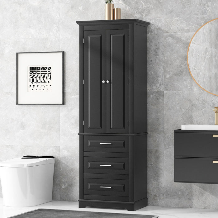 Tall Storage Cabinet With 3 Drawers For Bathroom