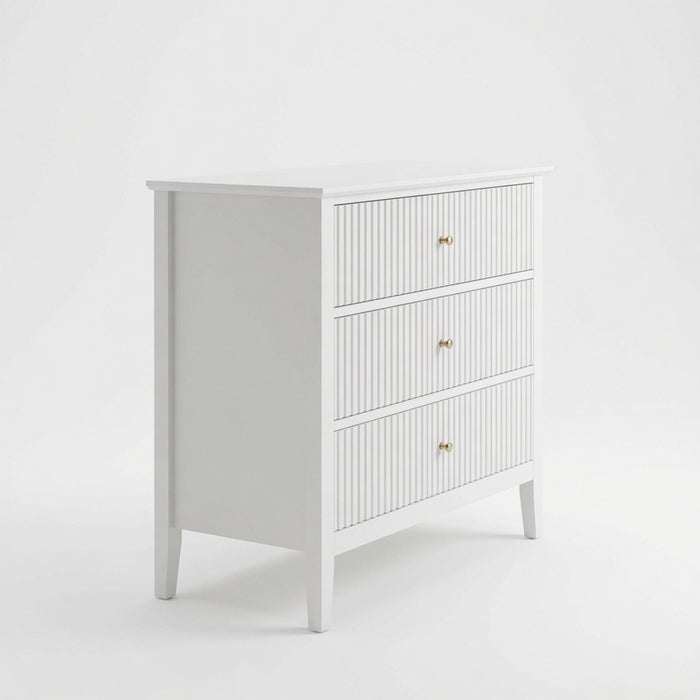3 Drawer Nightstand, Wide With Soft Close Slides - White