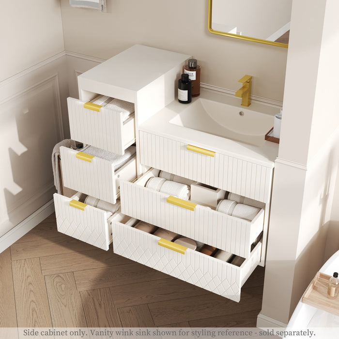 Modern Wall Mounted Floating Cabinet With Drawers For Bathroom