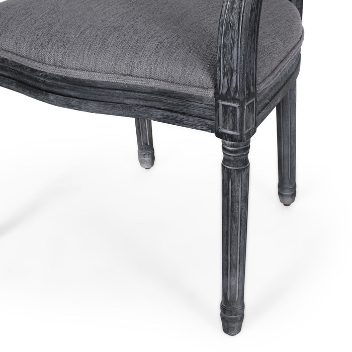 French Country Style Wood And Cane Upholstered Dining Chair Set