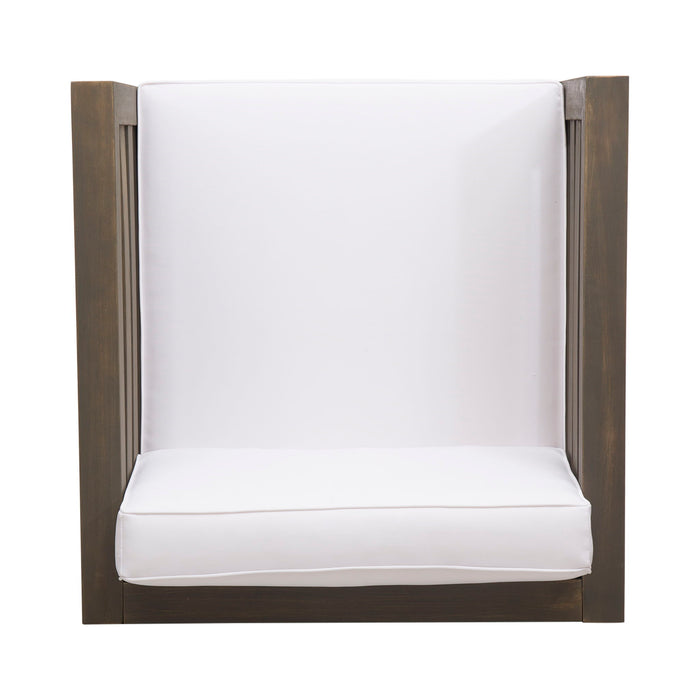 Outdoor Acacia Wood Patio Chair With Fabric Cushion