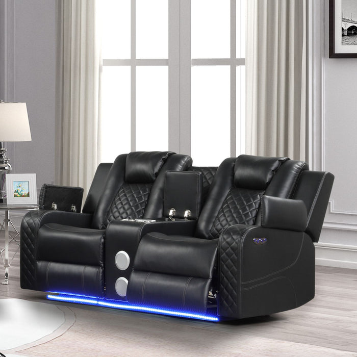 Benz - Power Reclining Loveseat & LED Lighting And Built In USB