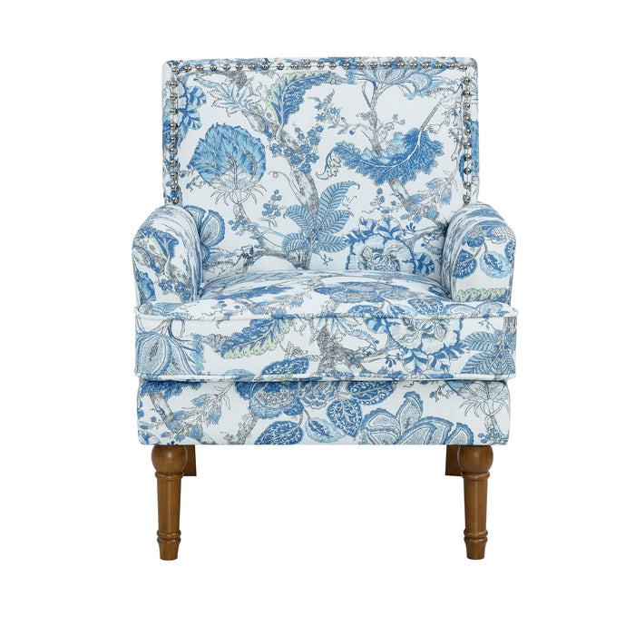 Floral Accent Armchair With Nailhead Trim