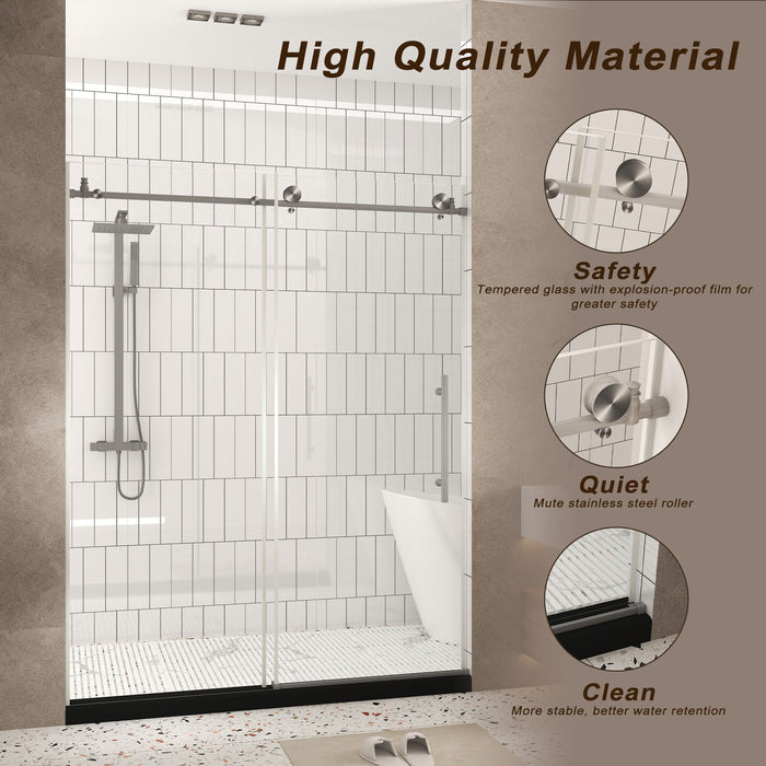 Frameless Shower Door, Smooth Sliding Tracks