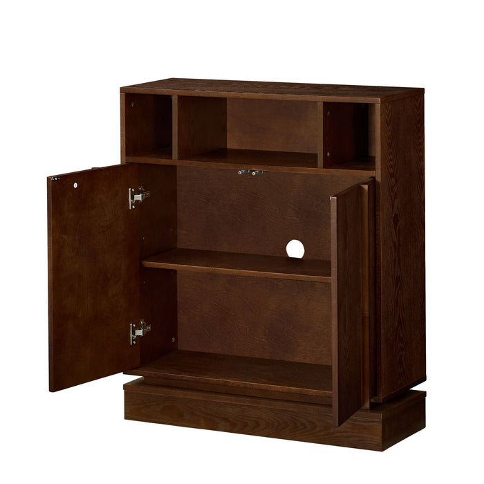 Fluted Sideboard Buffet Cabinet With 2 Doors And Adjustable Shelf, Storage Cabinet For Entryway