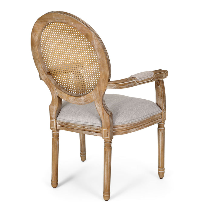 French Country Style Wood And Cane Upholstered Dining Chair Set