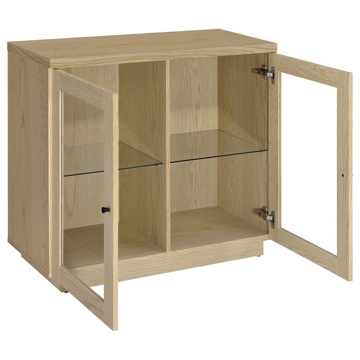 Metro - 2 Door Display Cabinet With Adjustable Shelves - Light Oak