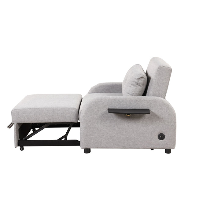 Versatile Pull Out Sofa Sleeper 3 In 1 With Wing Table & USB Charge, Compact Design