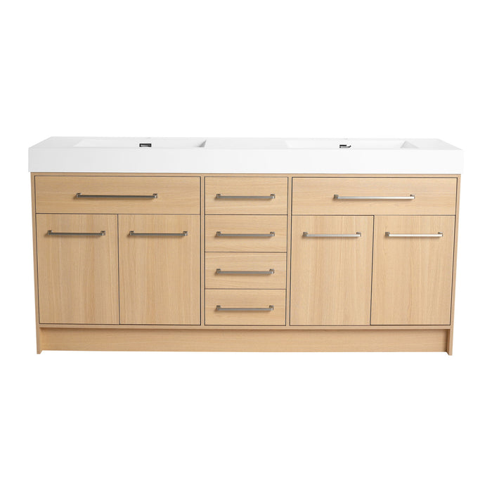 Freestanding Bathroom Vanity With Resin Sink, Soft-Closing Doors And Drawers