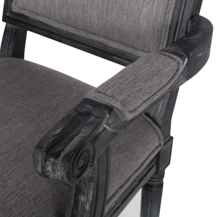 French Country Style Upholstered Dining Chair With Square Backrest