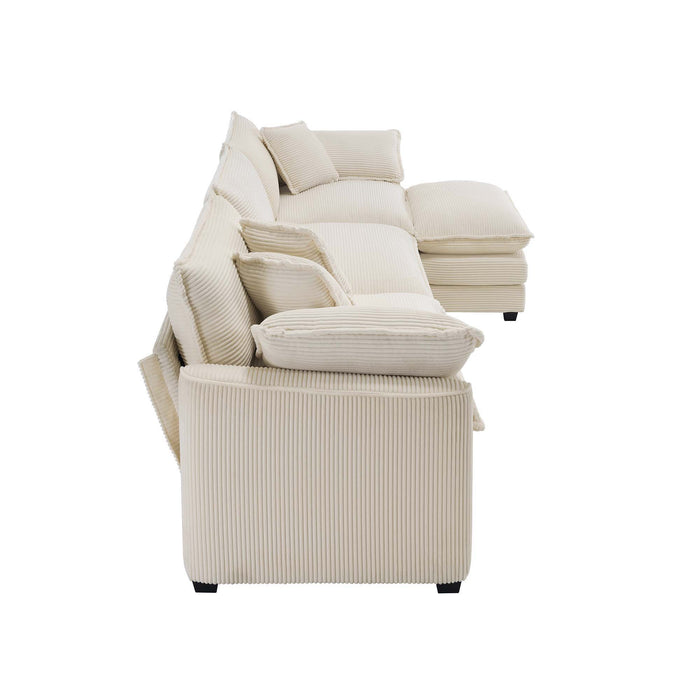 Modern Oversized Modular Cushion Sofa With Ottoman, Low Back, Deep Seating Sofa Set