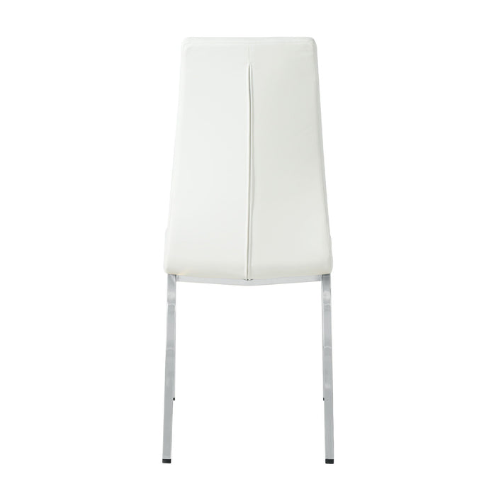 Modern Upholstered Dining Chair (Set of 4) With Electroplated Metal Legs - White