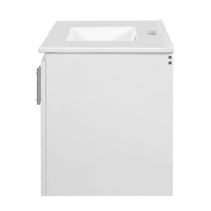 Wall Mounted Bathroom Vanity & Sink, 2 Drawers