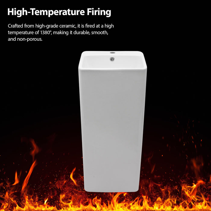 Pedestal Sink 16" For Powder Rooms - White