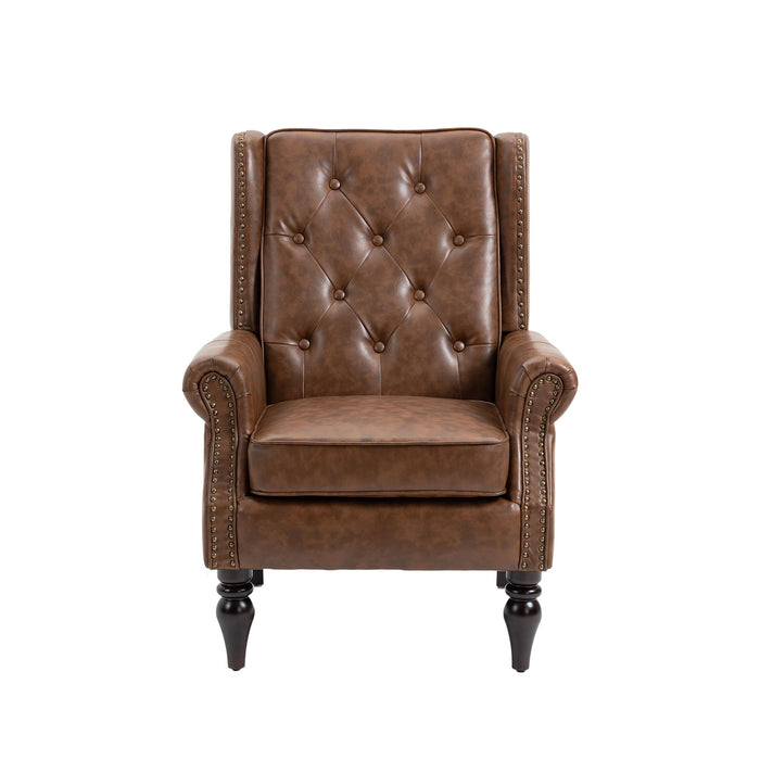 Modern Accent Armchair With Sturdy Wood Legs