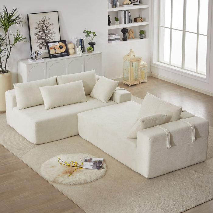 Modern Chenille Upholstered Sectional Sofa Couch Set With 6 Pillows,Free Combination