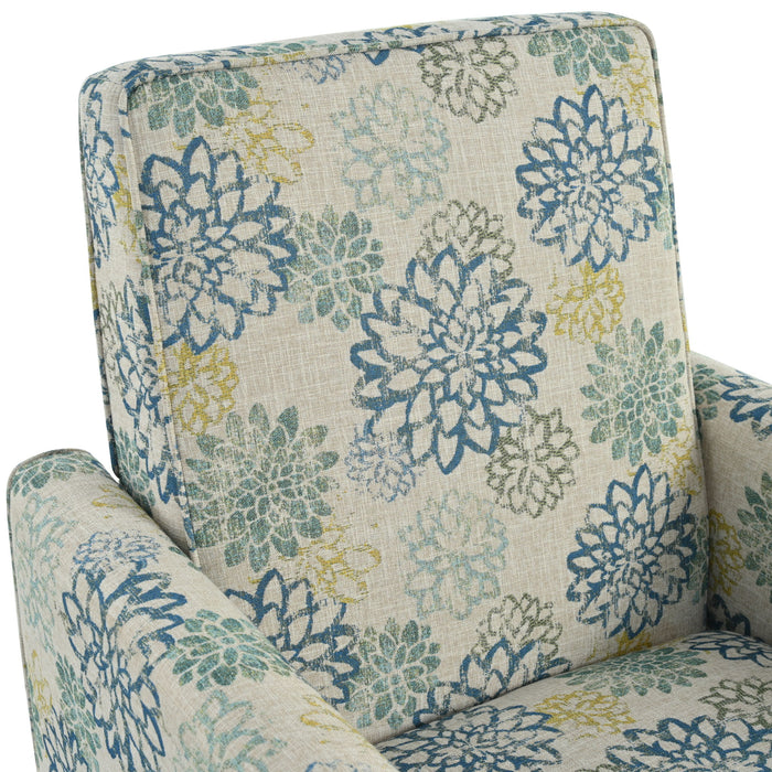 Upholstered Push Back Recliner Chair For Living Room - Blue