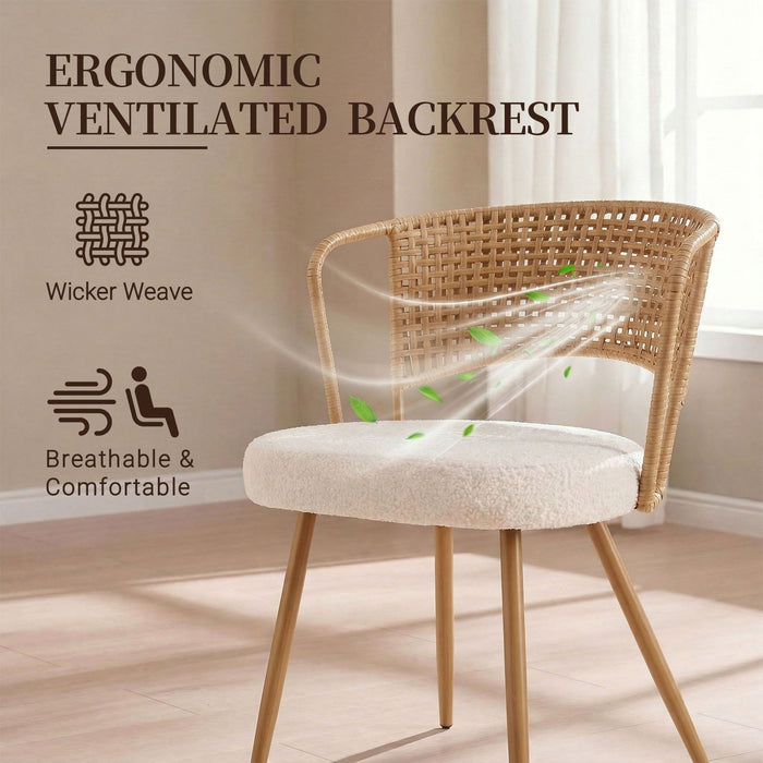 Dining Chairs With Wing Back Design For Kitchen (Set of 2) - Beige / Brown