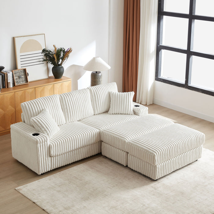 3 Seater Sofa With 2 Ottomans For Living Room