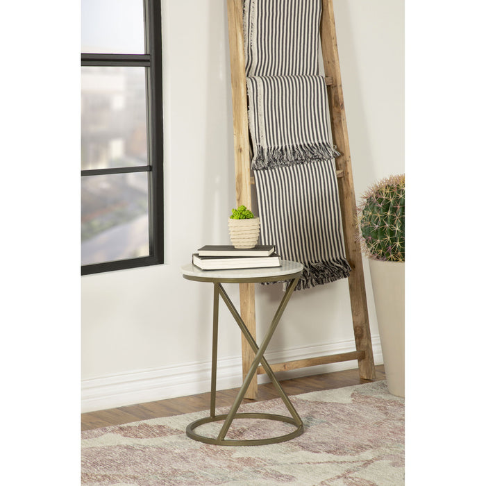 Balboa - Round Accent Side Table With Sculptural Base - White