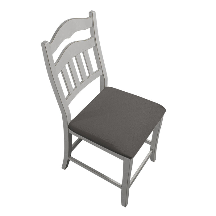 7 Piece Counter Height Dining Set With Storage Base And Ladder Back Chairs - Antique White / Gray