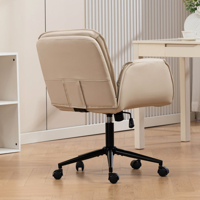 Criss Cross Swivel Desk Chair With Adjustable Armrests & Wheels For Home Office