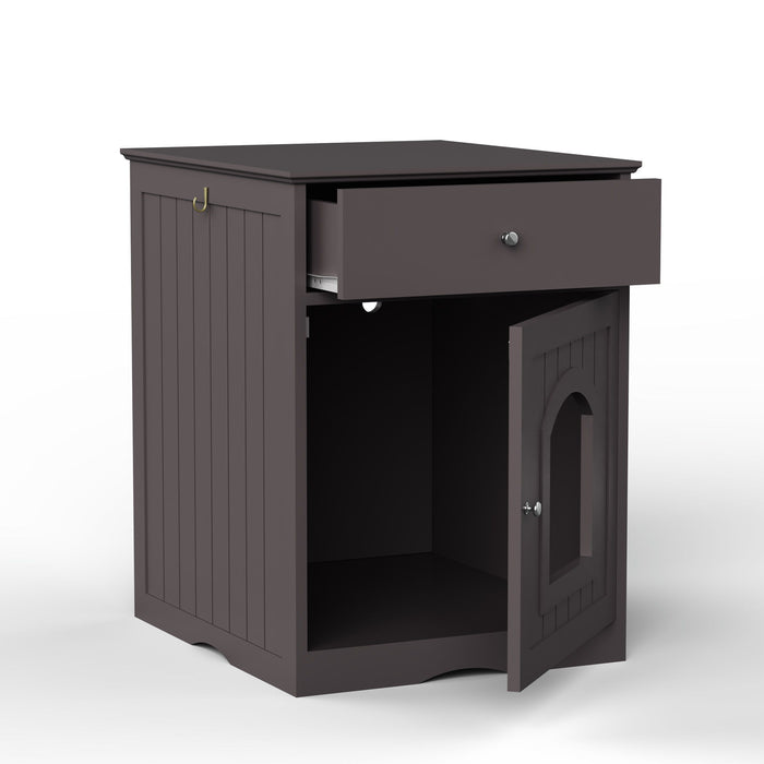 Pet House Cat Litter Box Enclosure With Drawer, Side Table