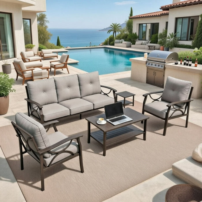 Patio Furniture Set With Coffee Table And Cushions For Backyard