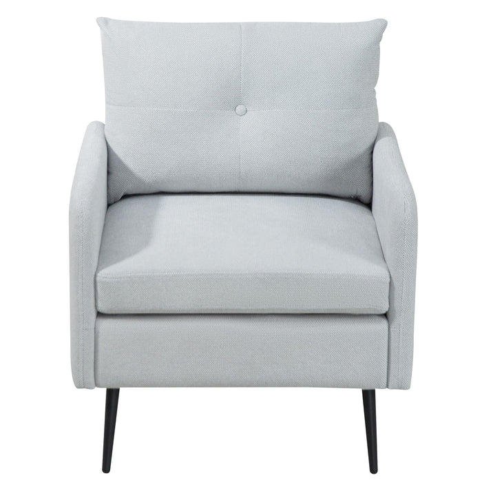 Contemporary Accent Chair With Metal Legs, Comfy Chenille Fabric Armchair