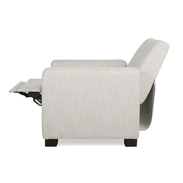 Contemporary Recliner Chair With Push Back Function And Birchwood Legs