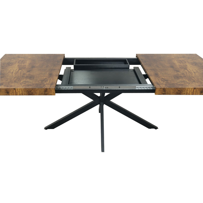 Retro Rectangular Stretch Dining Table With Embossed Center Plate