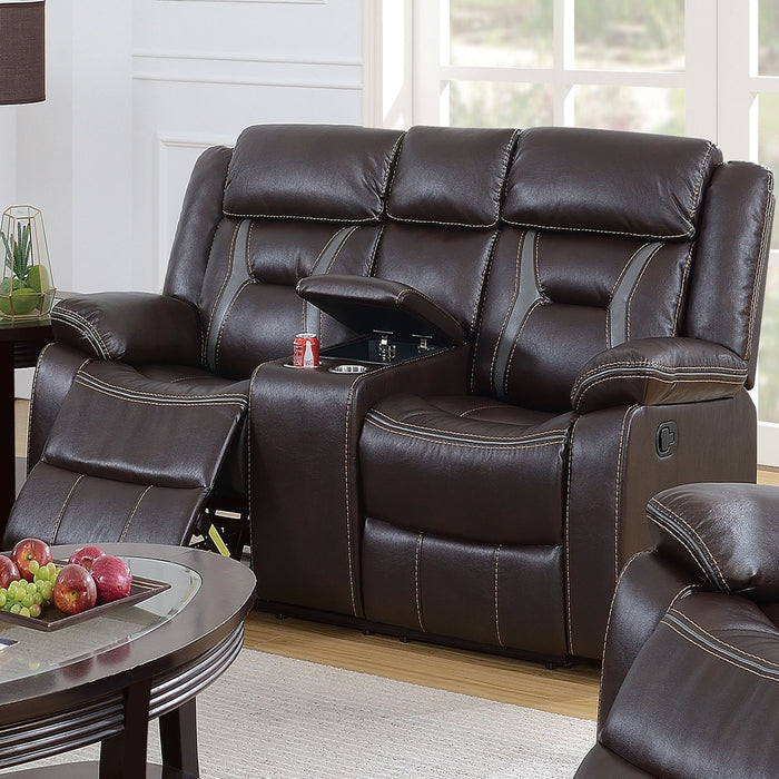 Modern Reclining Loveseat With Console, Cup Holders, Storage