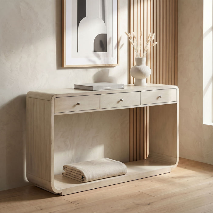 Console Table With 3 Drawers And Display Shelf