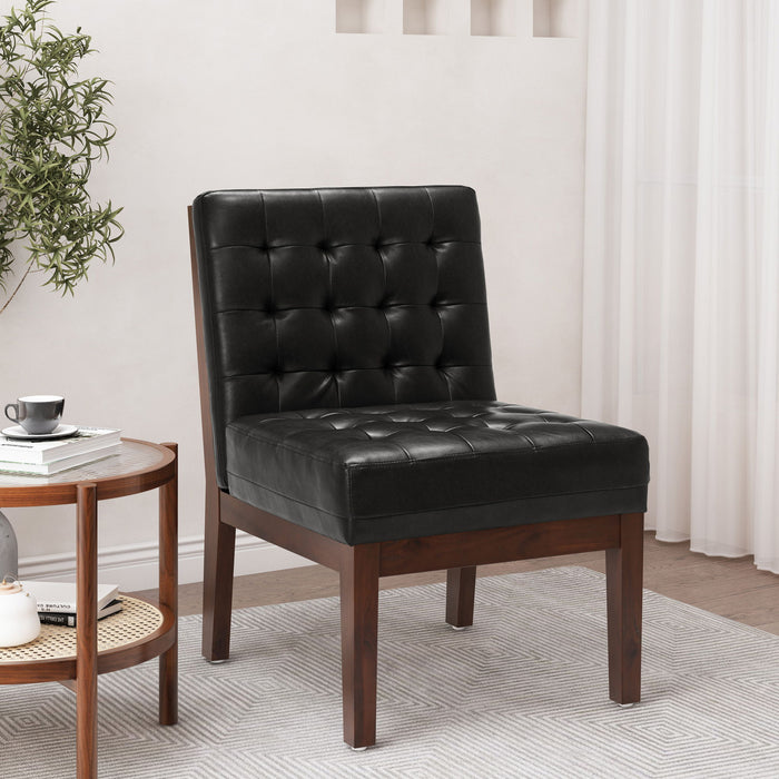 Contemporary Accent Chair With Tufted Waffle Stitch - Black