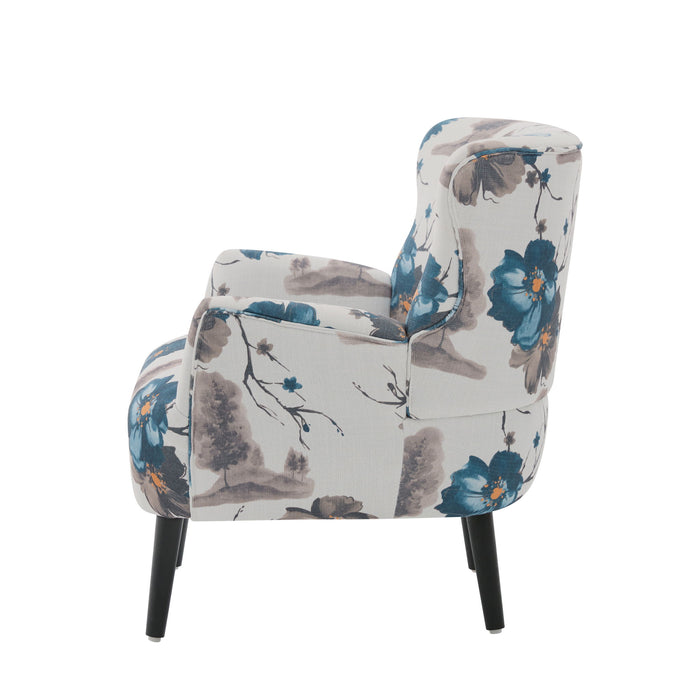 Armchair With Round Arm - White / Blue