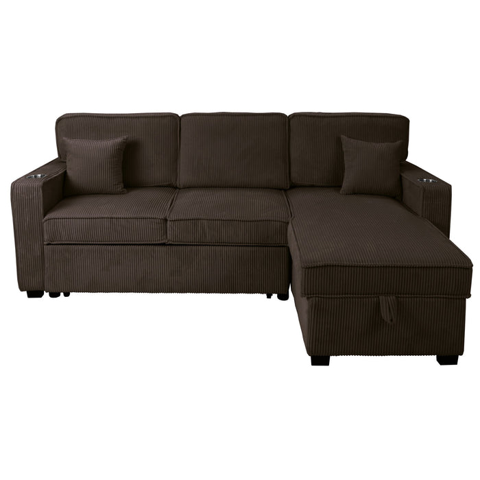 Convertible Sectional With USB / USB - C Port, Storage Chaise, Pull-Out Bed