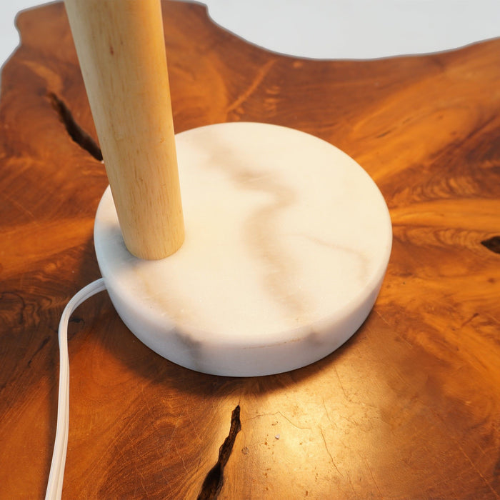 Bedside Table Lamp With Globe Lampshade - White