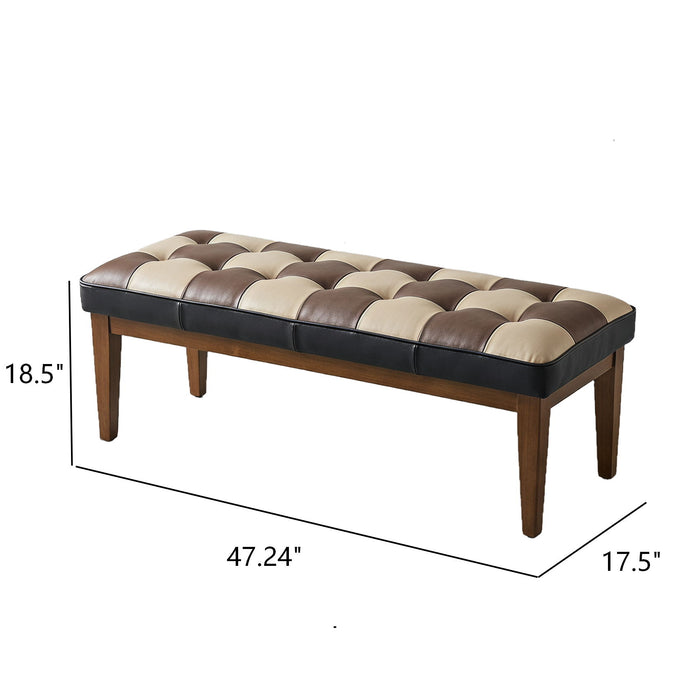 Checkered Bench For Entryway - Black / Brown / Cream