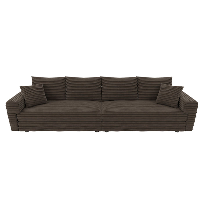 Deep Seat Convertible Sofa With Soft Pillows And Ottomans